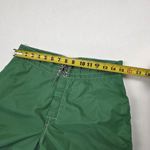 Birdwell Beach Britches Shorts Mens 30 Green Board Swim Trunks Lace Up Surf - Picture 9 of 9